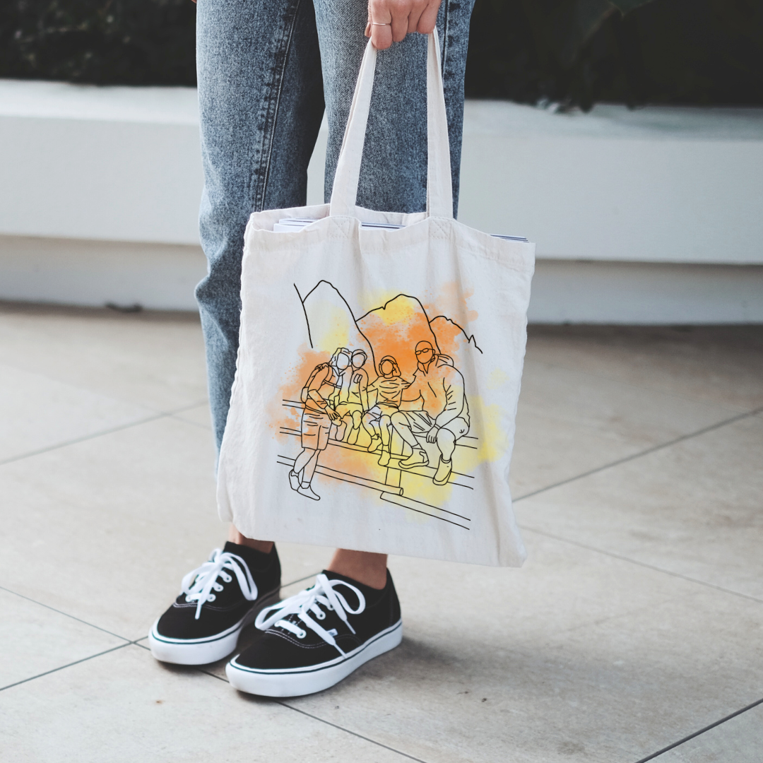 Familien Portrait Lineart - Portrait - Tasche / Jutebeutel - Personalisiert