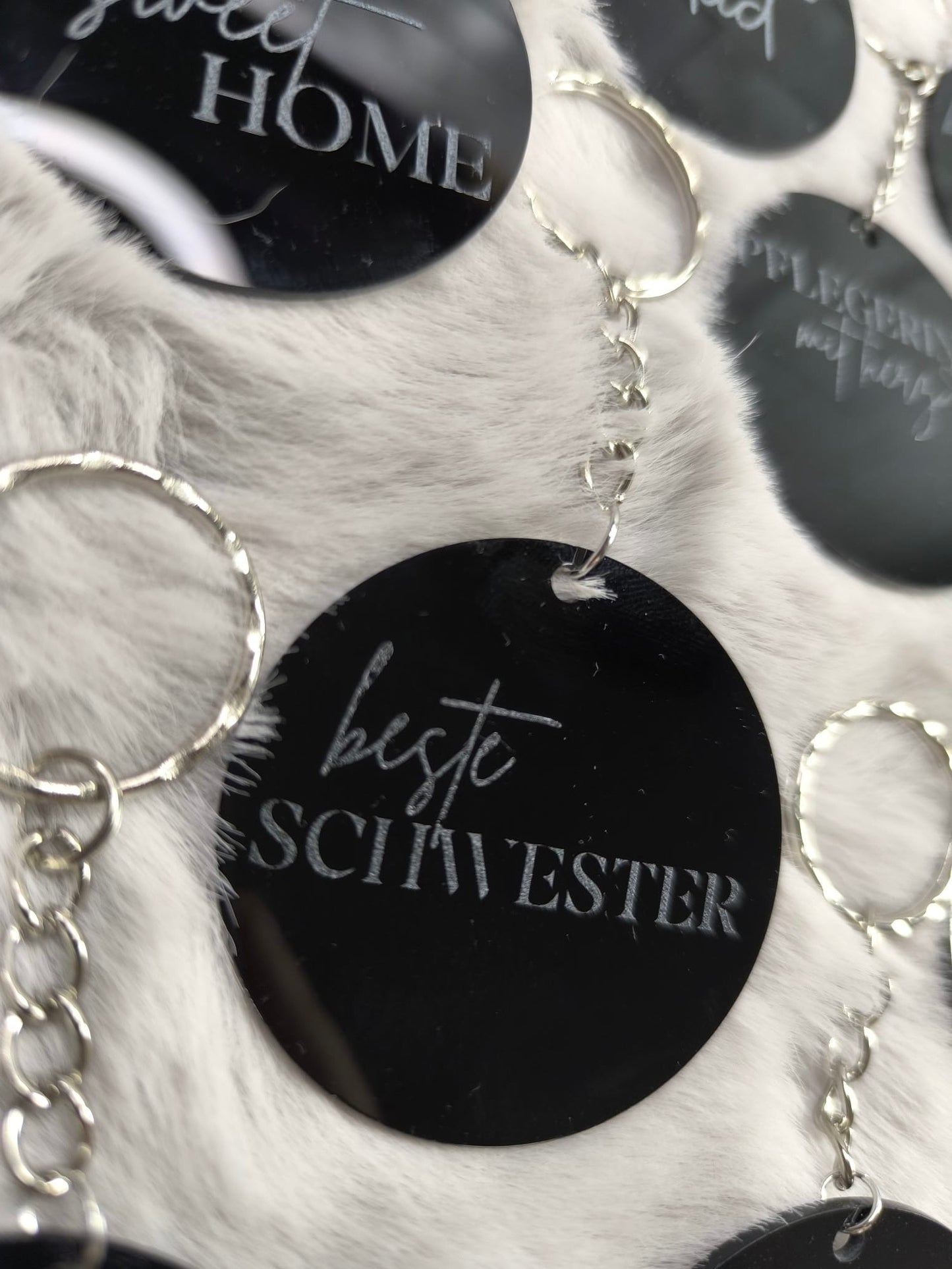Schlüsselanhänger Schwarzes Acryl- Personalisierbare