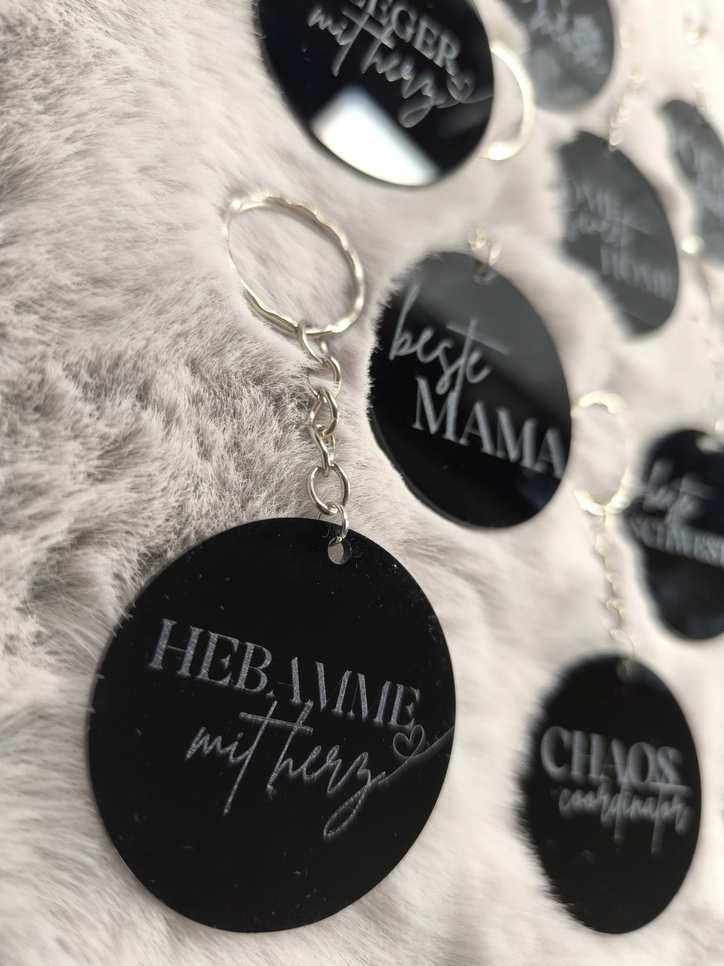 Schlüsselanhänger Schwarzes Acryl- Personalisierbare