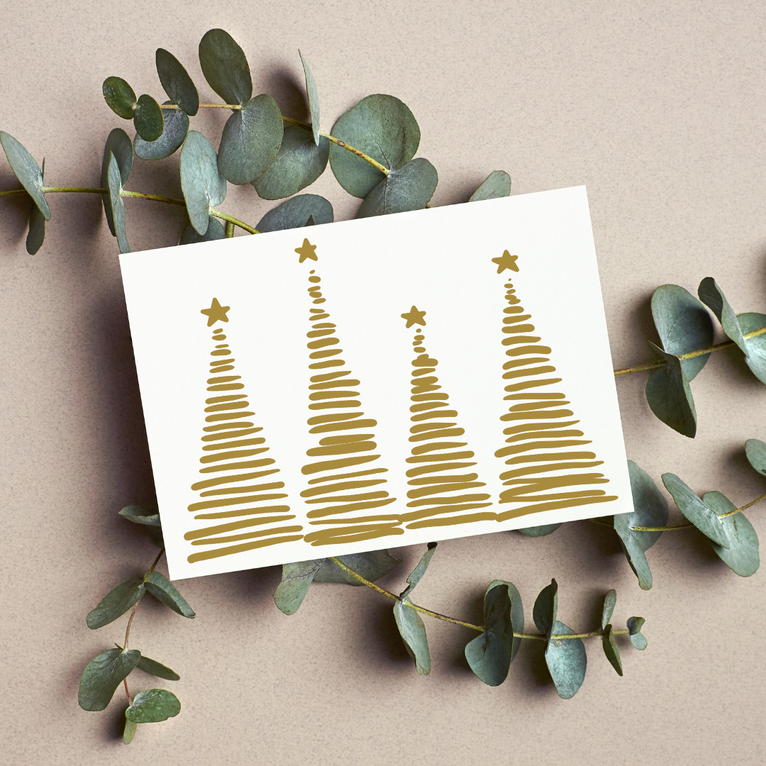 Weihnachtskarte - Postkarte - Weihnachtsbäume