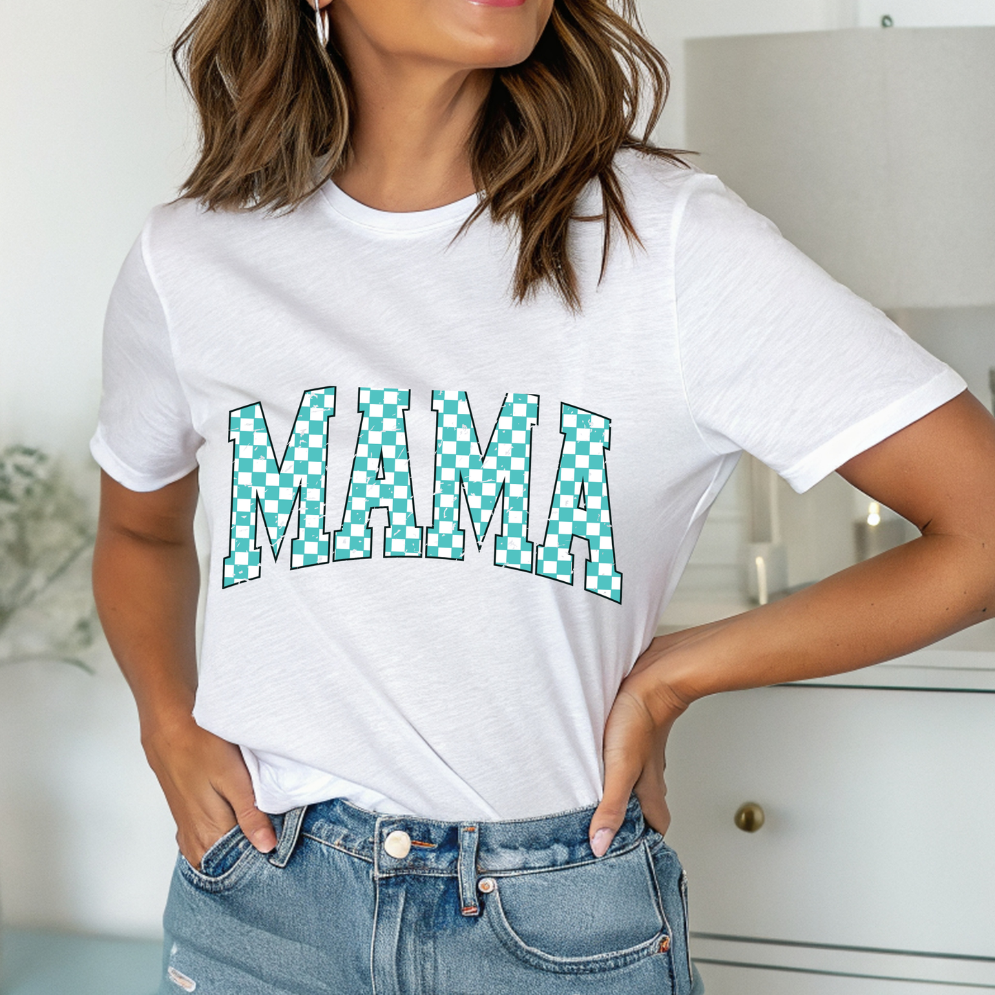 Mama - Blau Karo  - T-Shirt