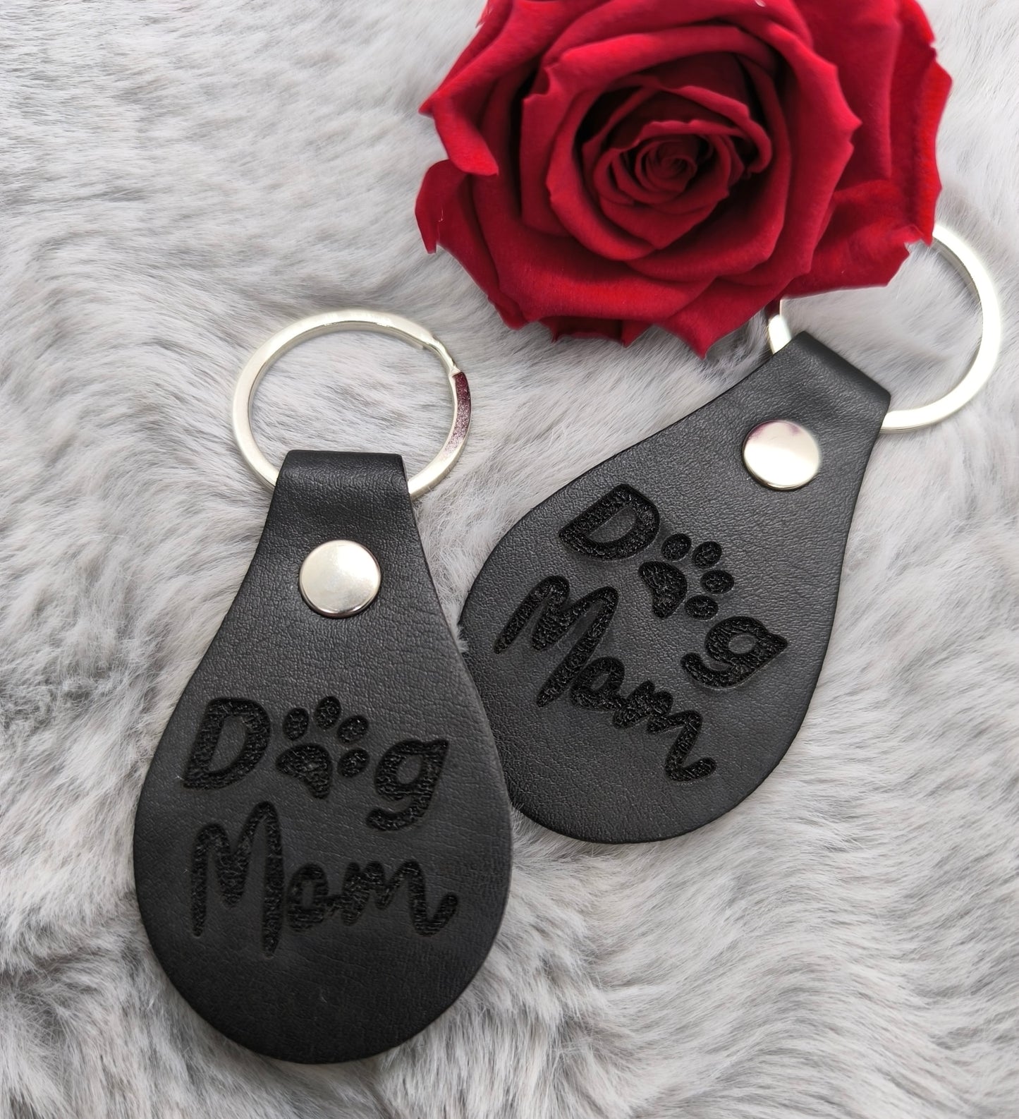 Dog Mom Schlüsselanhänger -Kunstleder