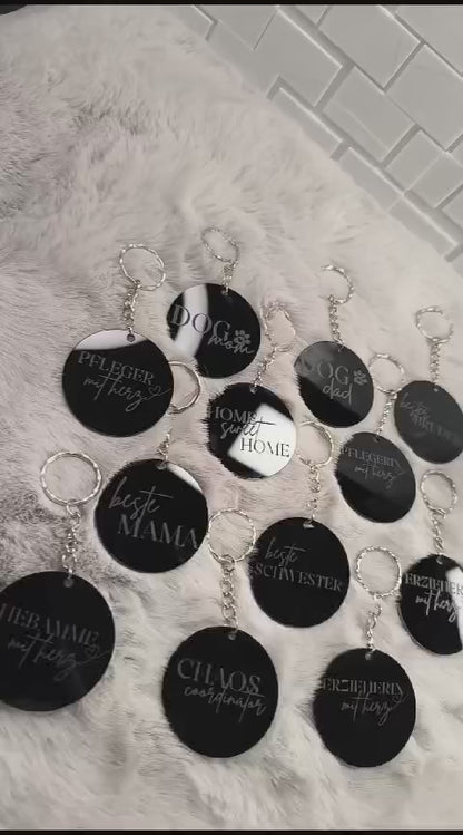 Schlüsselanhänger Schwarzes Acryl- Personalisierbare
